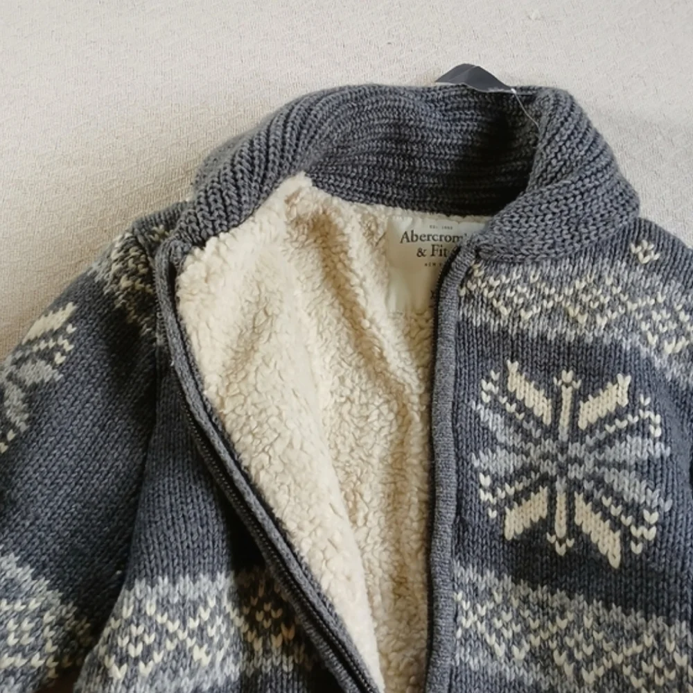 a&f ♡ y2k fur lined zip up jacket vintage wool abercrombie & fitch ski cabincore